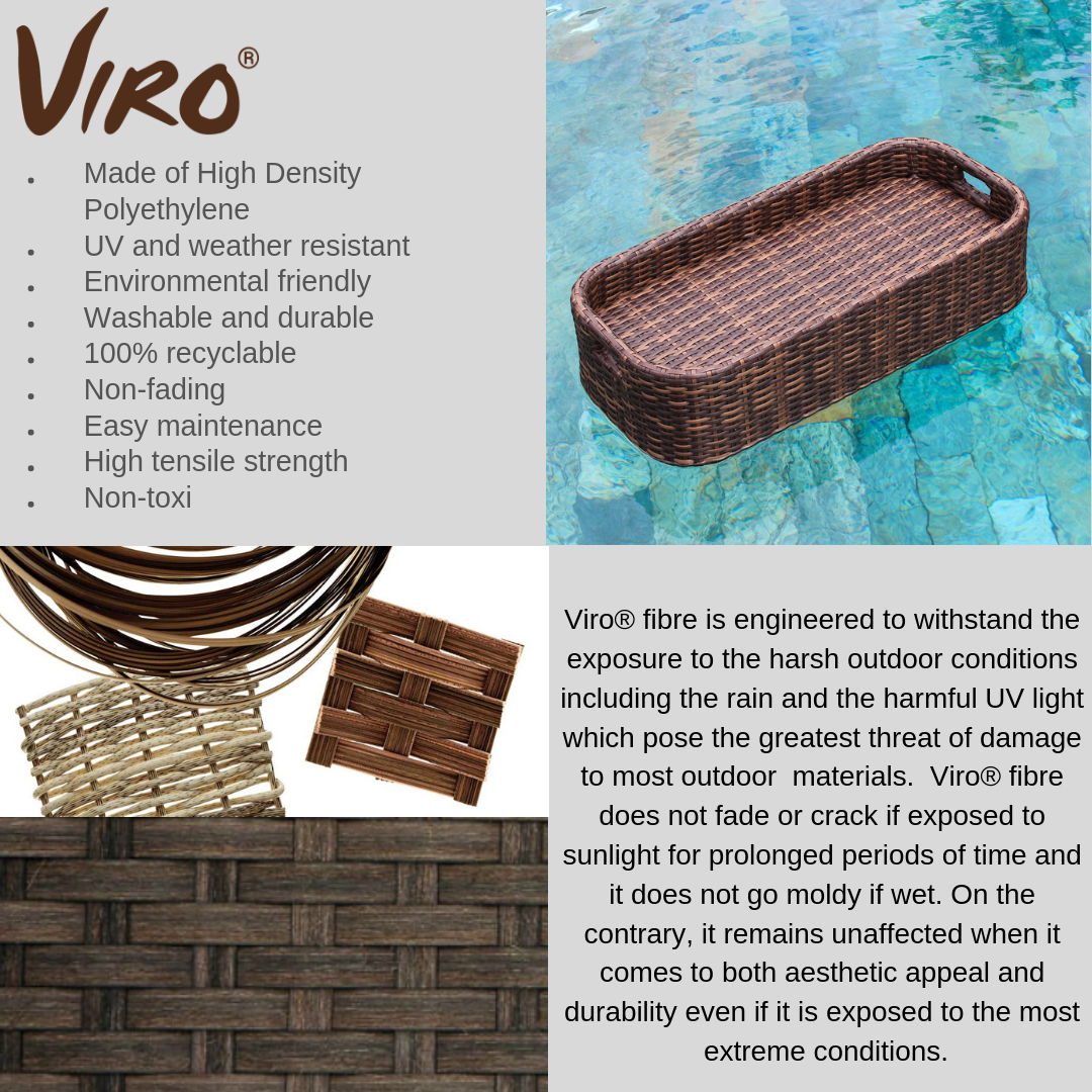 Luxury Floating Pool Tray – Rectangle Brown (75cm x 35cm x 18cm)
