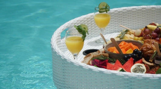 Now offering brunch set up! No tray rental required. Enjoy your brunch  poolside, in your home or in one of our floating trays…